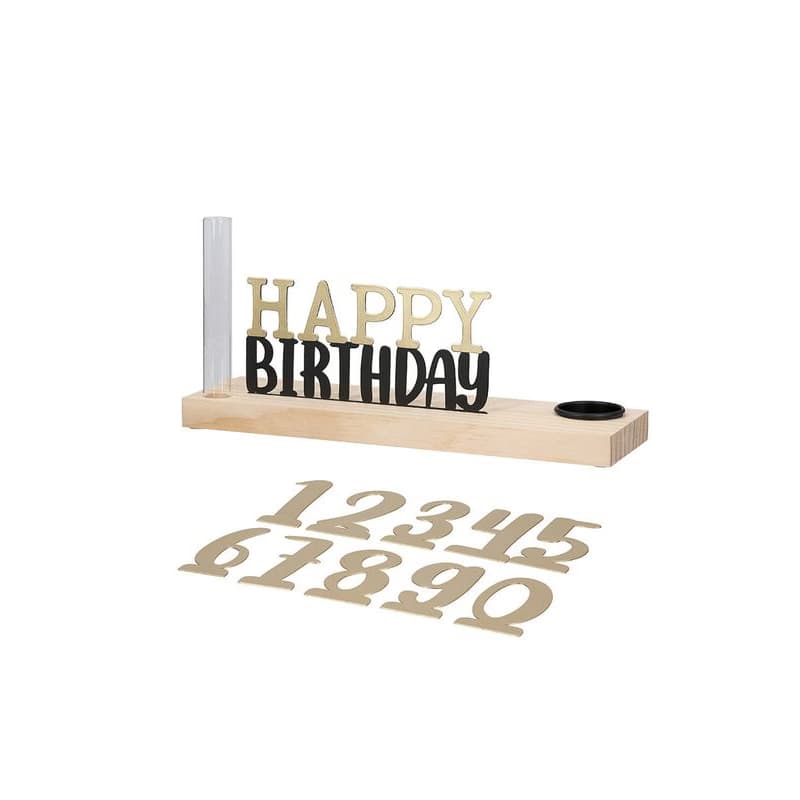 Drevený držiak sviečky Happy Birthday 1