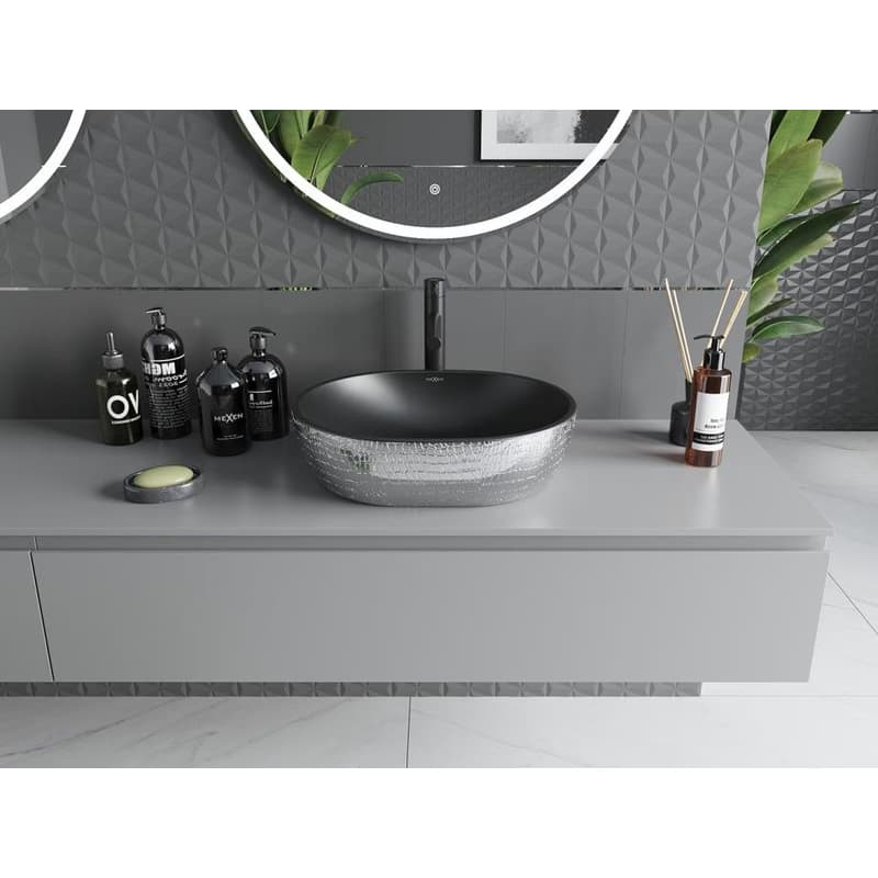 MEXEN - Viki umývadlo na dosku 48 x 35, čierna mat/strieborná vzor 21054872 3