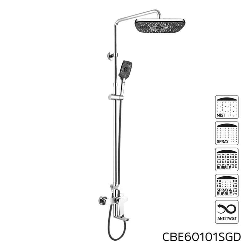 Mereo Dita vaňová batéria s hlavovou hranatou sprchou, černá CBE60101SGD 4