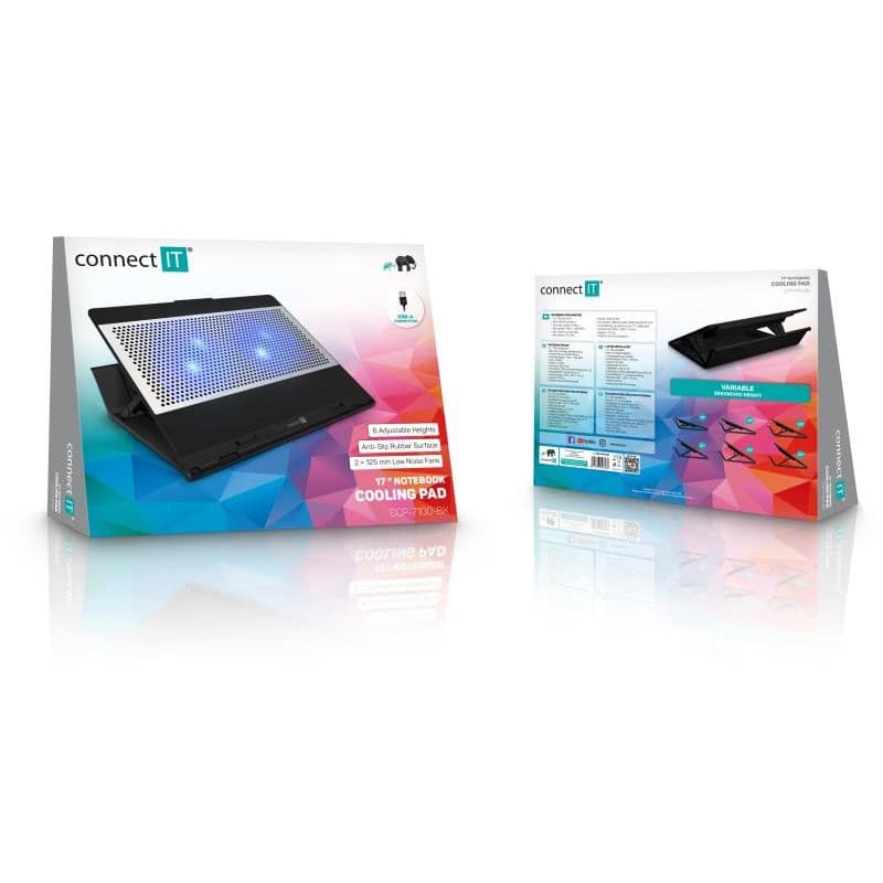 CONNECT IT FrostBlast chladiaca podložka pod notebook s modrým podsvietením, ČIERNA 6