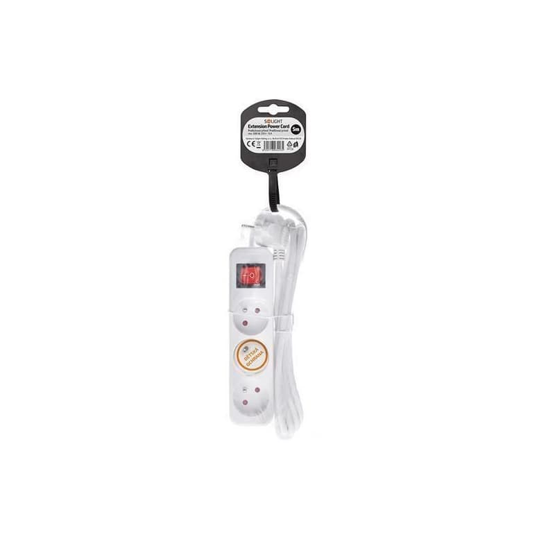 Solight predlžovací prívod 3m, 3 zásuvky, vypínač, 16A/3680W, PVC, biely 4