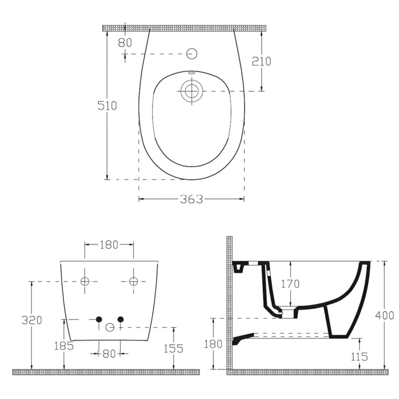 ISVEA - SENTIMENTI bidet závesný 36x51 cm 10AR41010SV 2