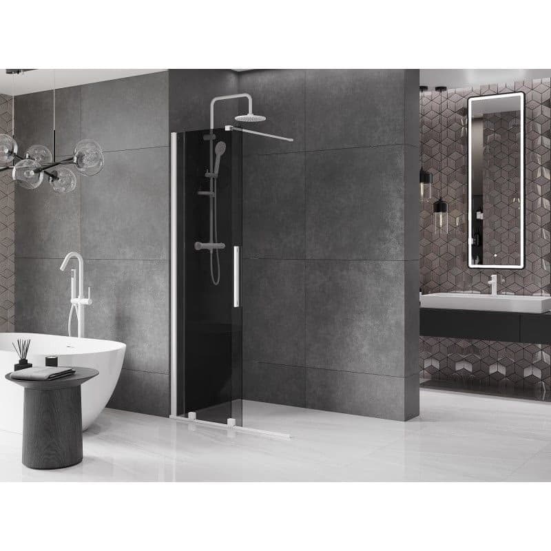 MEXEN/S - Velar Sprchová zástena posuvná Walk-in 85 x 200, grafit 8 mm, biela 871-085-000-43-20 2