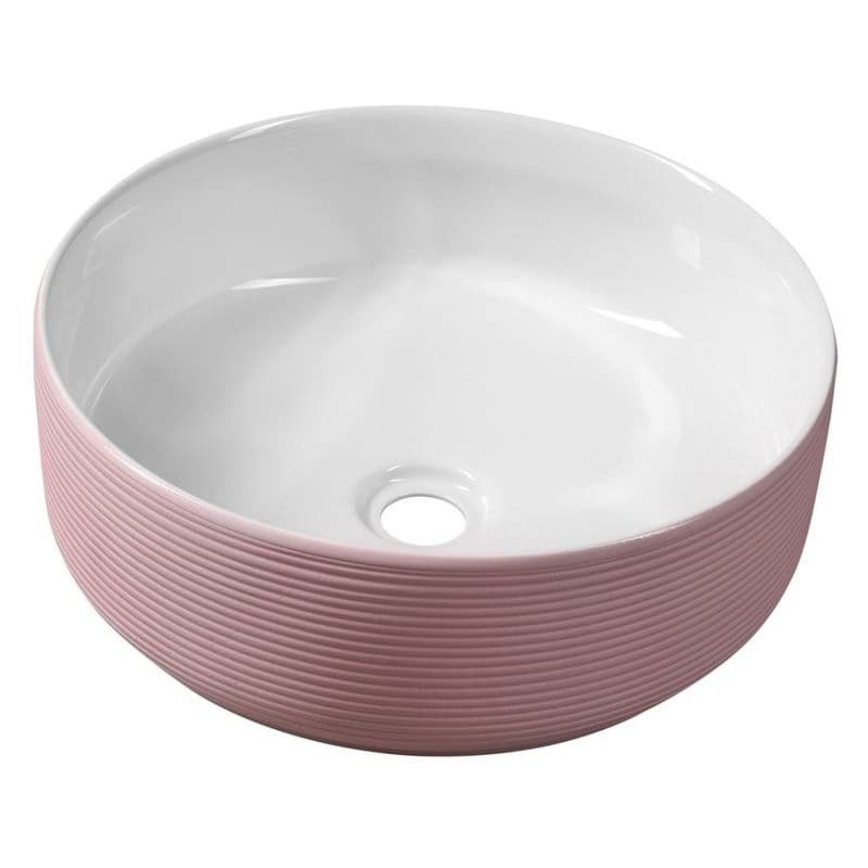 SAPHO - ARDEA keramické umývadlo na dosku, priemer 41cm, biela/ružová AR041