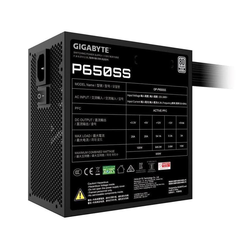 GIGABYTE zdroj P650SS, 650W, 80+ Silver, 120mm, ATX 3.0, čierna 6