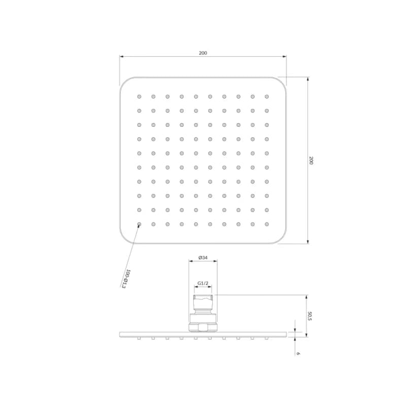 OMNIRES - SLIMLINE dažďová sprcha, 20 x 20 cm čierna mat /BLM/ WG220/OBL 4