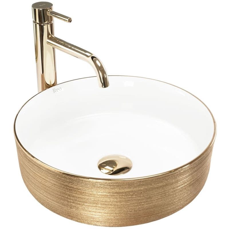 REA - Umývadlo na dosku Sami White Brush Gold REA-U6630 1