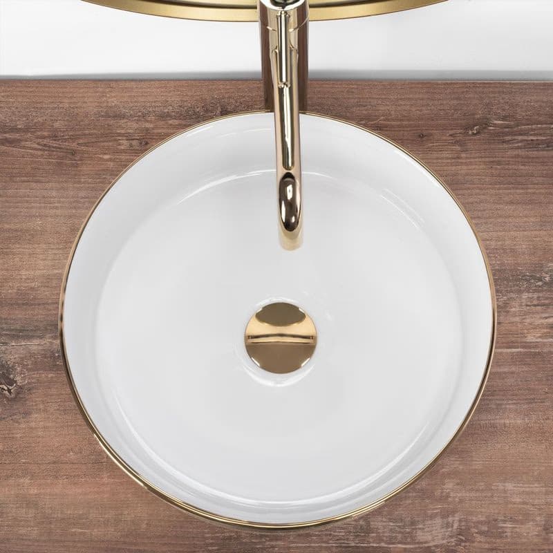 REA - Umývadlo na dosku Sami White Brush Gold REA-U6630 3