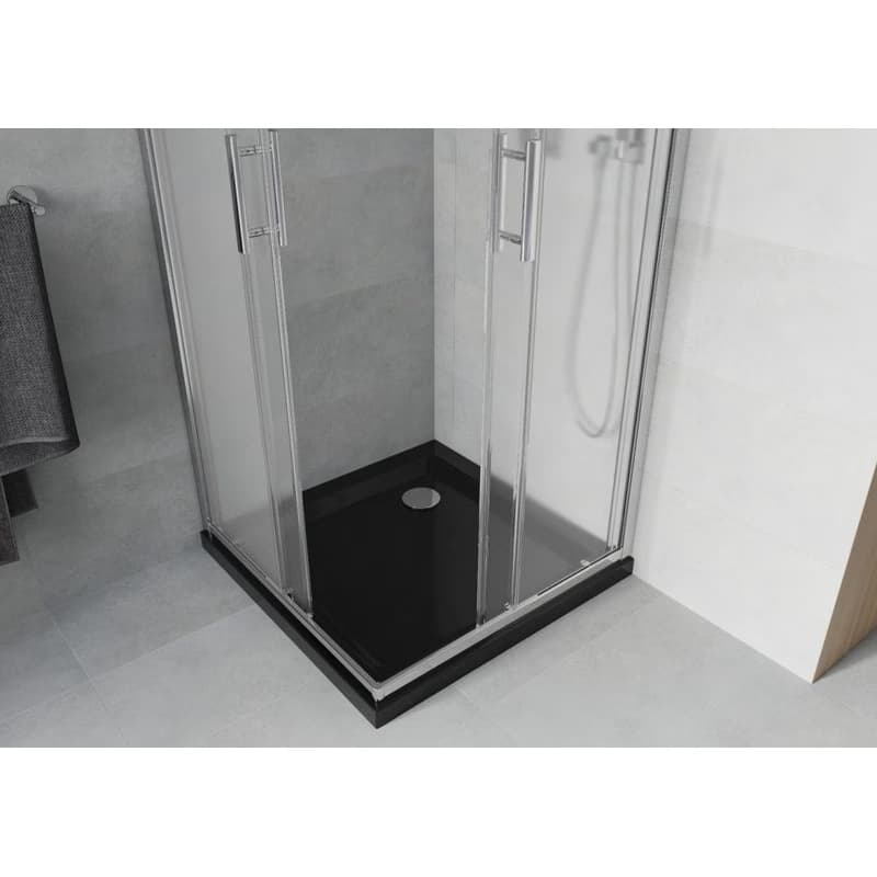 MEXEN/S - Rio štvorcový sprchovací kút 80 x 80, mráz, chróm + vanička so sifónom Flat, čierny 860-080-080-01-30-4070 5