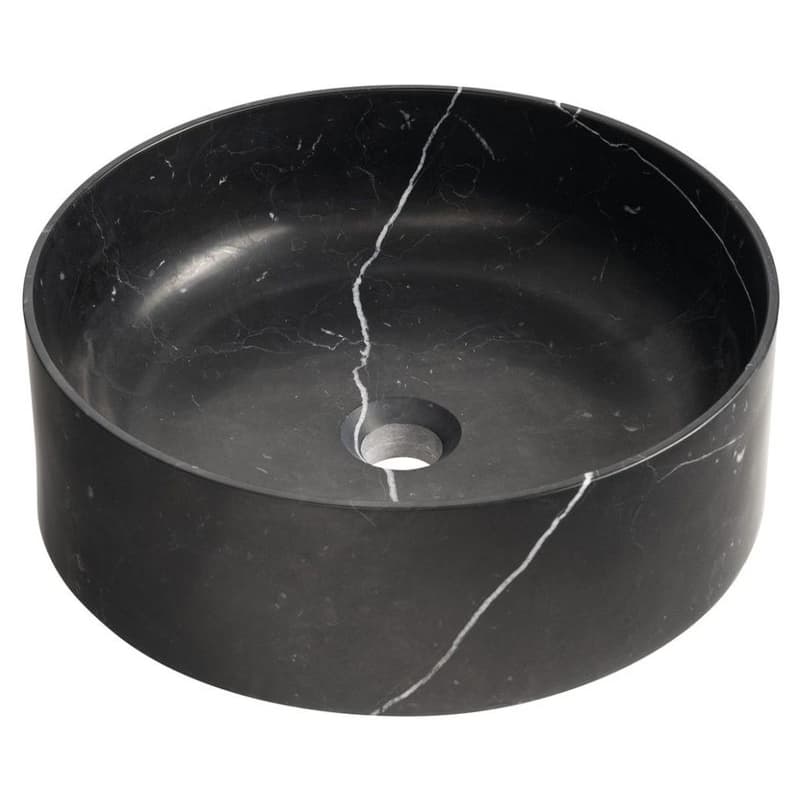 SAPHO SAPHO - BLOK kamenné umyvadlo na desku, priemer 40cm, černá mat Marquin 2401-52