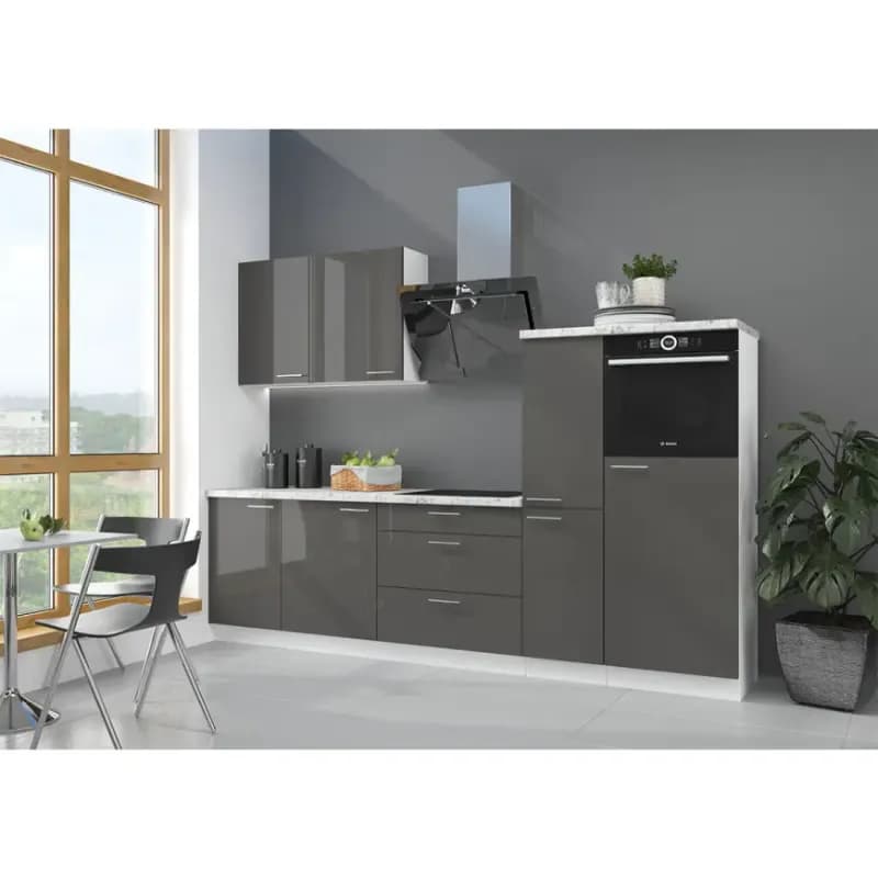 Kuchynská linka Lara 280 MDF sivá lesklá bez dosky