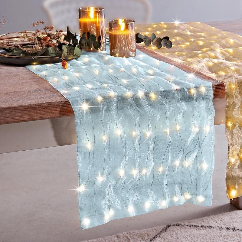 Dekoratívna tkanina LED Glamour, svetlomodrá
