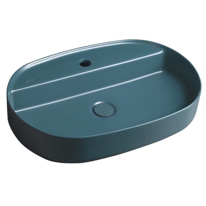 ISVEA - INFINITY OVAL keramické umývadlo na dosku, 60x40cm, matná zelena Petrol 10NF65060-2P 1