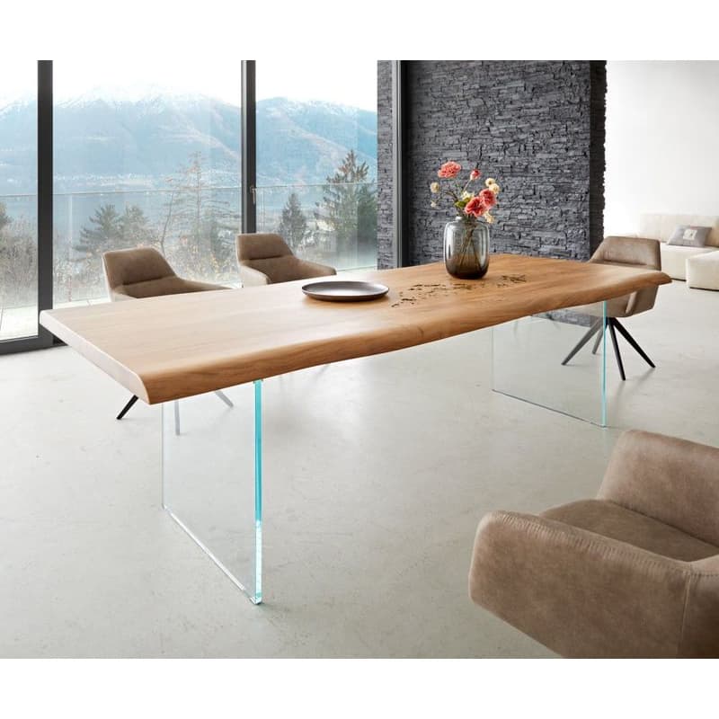 Jedálenský stôl Edge 260x100 XL akácia prírodná sklo Live-Edge 1