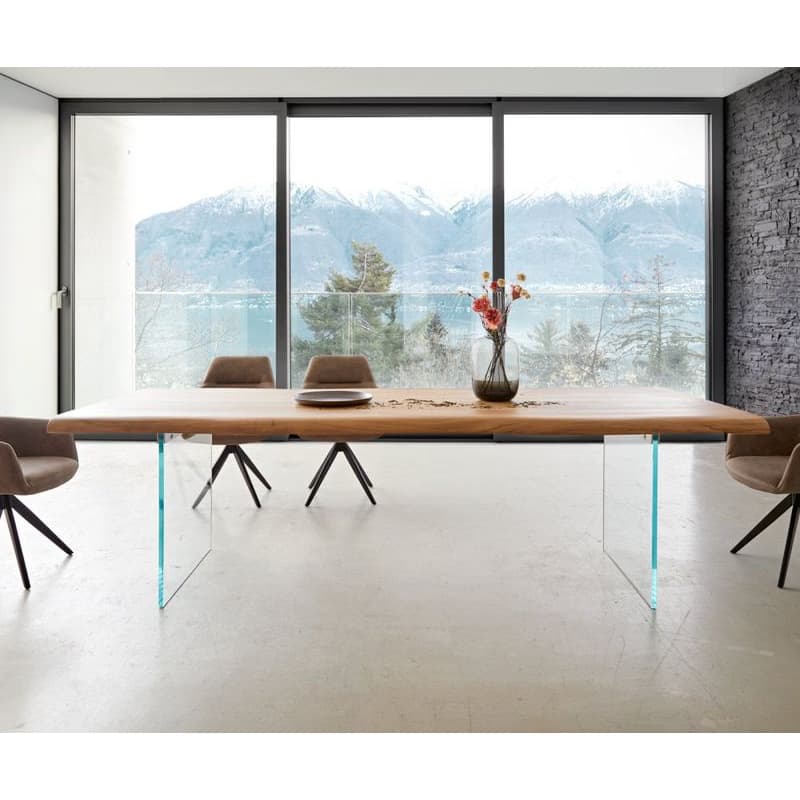 Jedálenský stôl Edge 260x100 XL akácia prírodná sklo Live-Edge 2