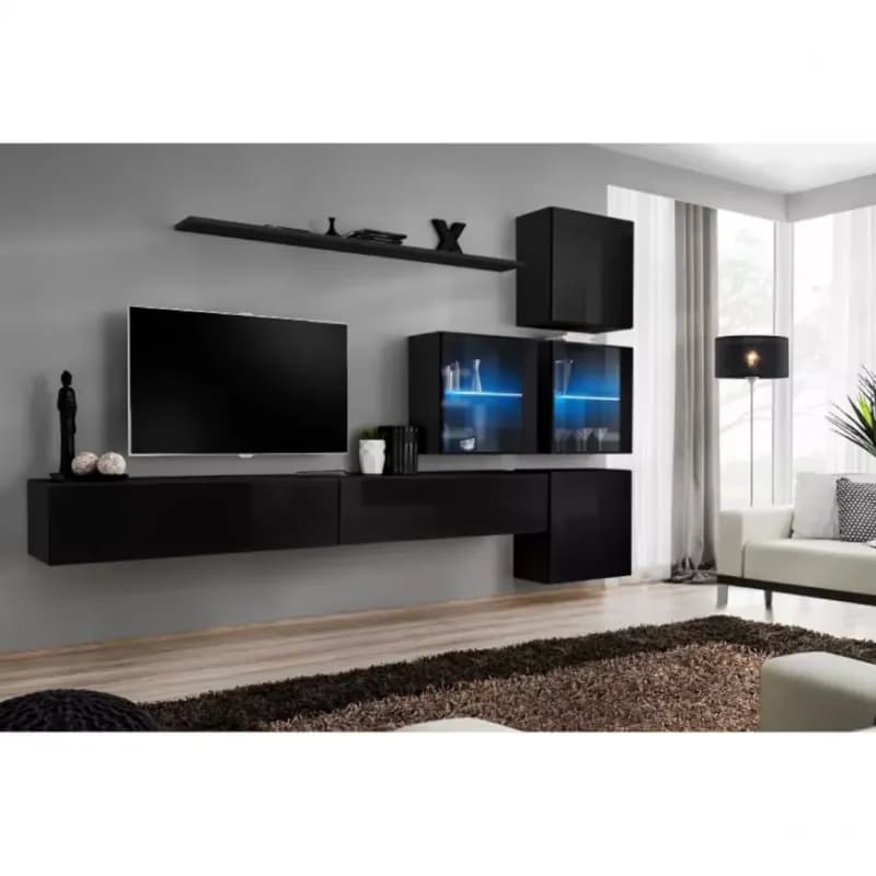 Obývacia stena Switch XIX Sklo +LED  čierna 1