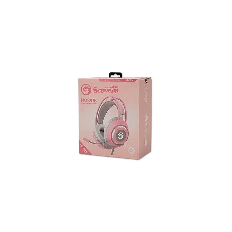 Marvo HG8936 sluchátka s mikrofónom, káblové, ružové, podsvietené, 3.5 mm jack + USB 6