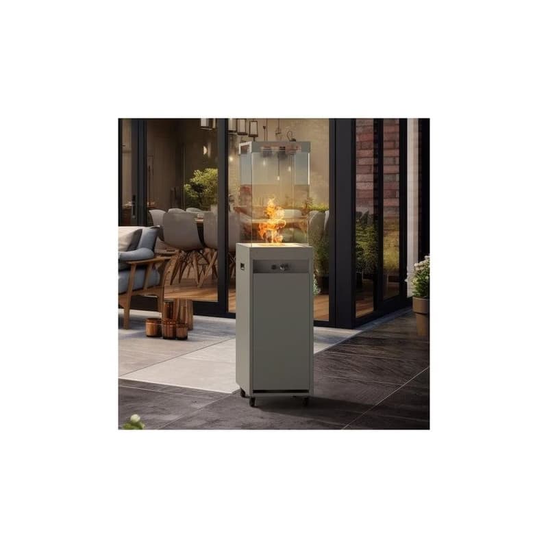 Planika Faro GAS - Vonkajší plynový krb 142x36 cm 8kW šedá + ochranný kryt GO-FASG-00-K2 1