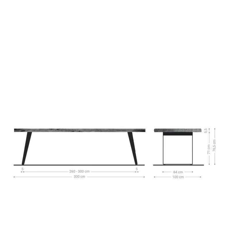 Jedálenský stôl Edge 300x100 cm XL akácia hnedá nerezová oceľ 6
