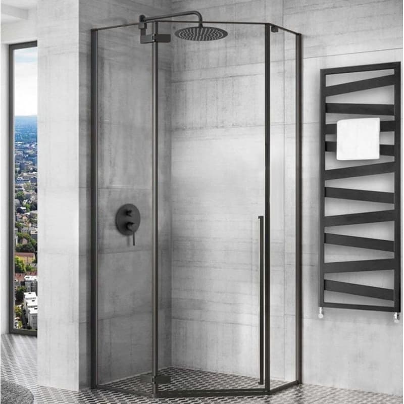 REA - Sprchovací kút Diamond 100x100 čierny matný REA-K5623 4