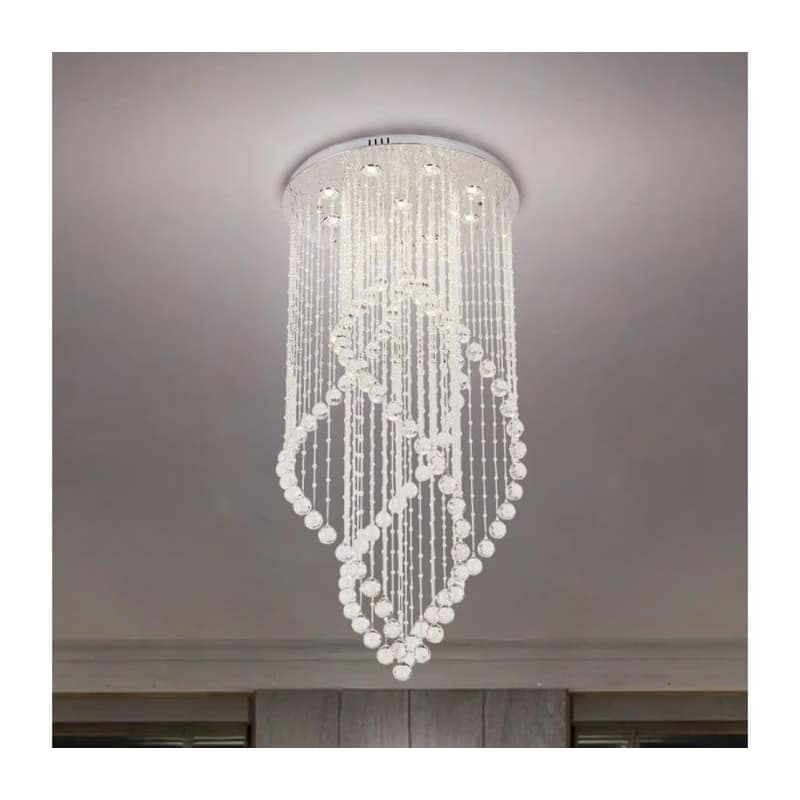 LED krištáľové stropné svietidlo NAURU LED/30W/230V, priemer 60 cm, lesklý chróm + diaľkové ovládanie N3014