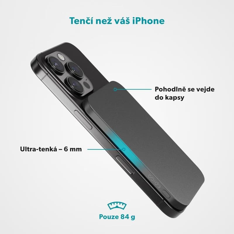 Epico 3000mAh Alu Mag+ PowerBanka EM31 - šedá 2
