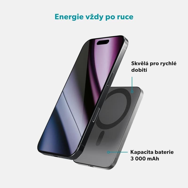 Epico 3000mAh Alu Mag+ PowerBanka EM31 - šedá 3