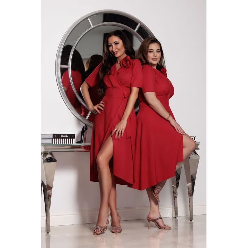 Elizabeth Collection Červené zavinovacie midi šaty Veľkosť: S 1