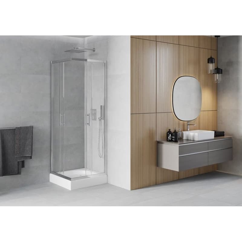 MEXEN/S - Rio štvorcový sprchovací kút 70 x 70, transparent, chróm + vanička Rio 860-070-070-01-00-4510 3