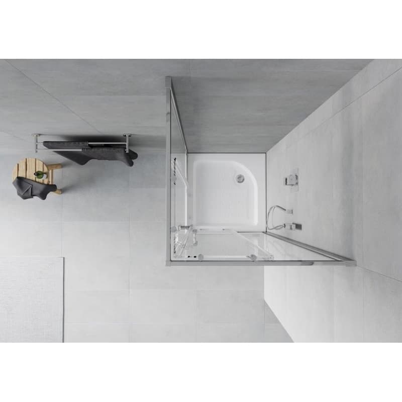 MEXEN/S - Rio štvorcový sprchovací kút 70 x 70, transparent, chróm + vanička Rio 860-070-070-01-00-4510 4