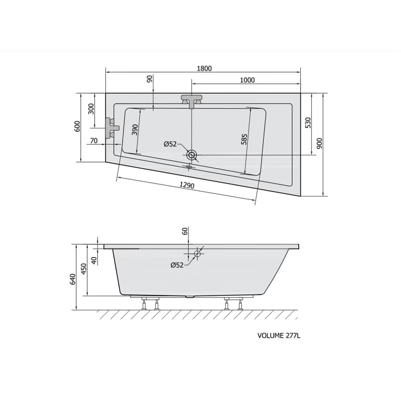 POLYSAN - ANDRA R asymetrická vaňa 180x90x45cm, biela 78771 3
