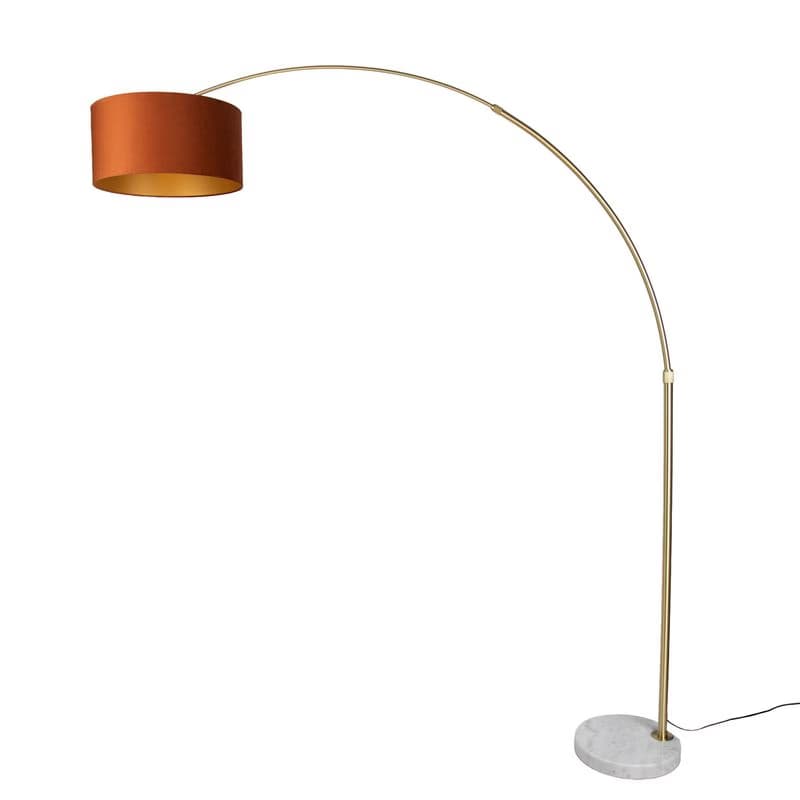 Oceľová stojaca lampa s oranžovým tienidlom a zlatým interiérom 50 cm - XXL 1