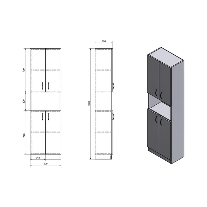 AQUALINE - SIMPLEX ECO vysoká skrinka 50x180x30cm SIME520 4