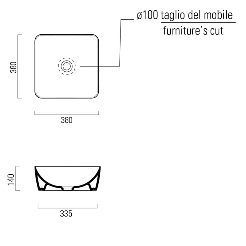 GSI - SAND/NUBES keramické umývadlo na dosku 38x38cm, biela mat 903809 2