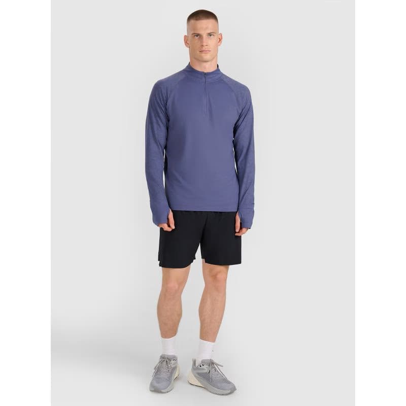 Pánska zateplená bežecká mikina s 1 2 zipsom 4F SWEATSHIRT FNK M576-WAW25TFSWM576-32S-DENIM 5