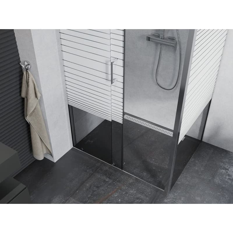 MEXEN/S - APIA sprchovací kút 100x80, dekor - pruhy, chróm 840-100-080-01-20 5