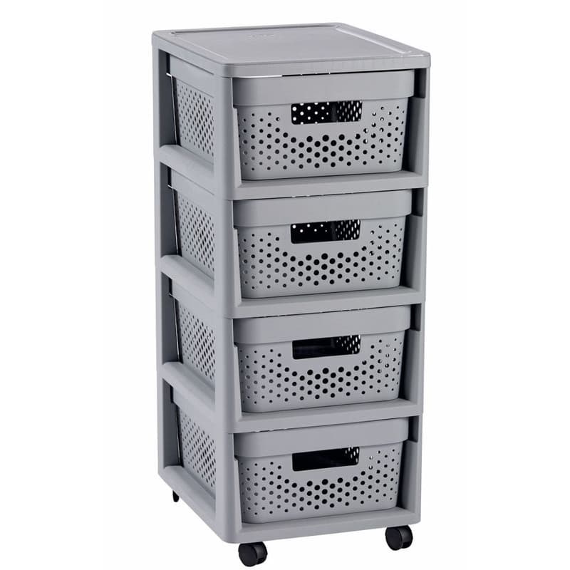 CURVER Zásuvkový regál INFINITY DOTS 4x11L | sivá