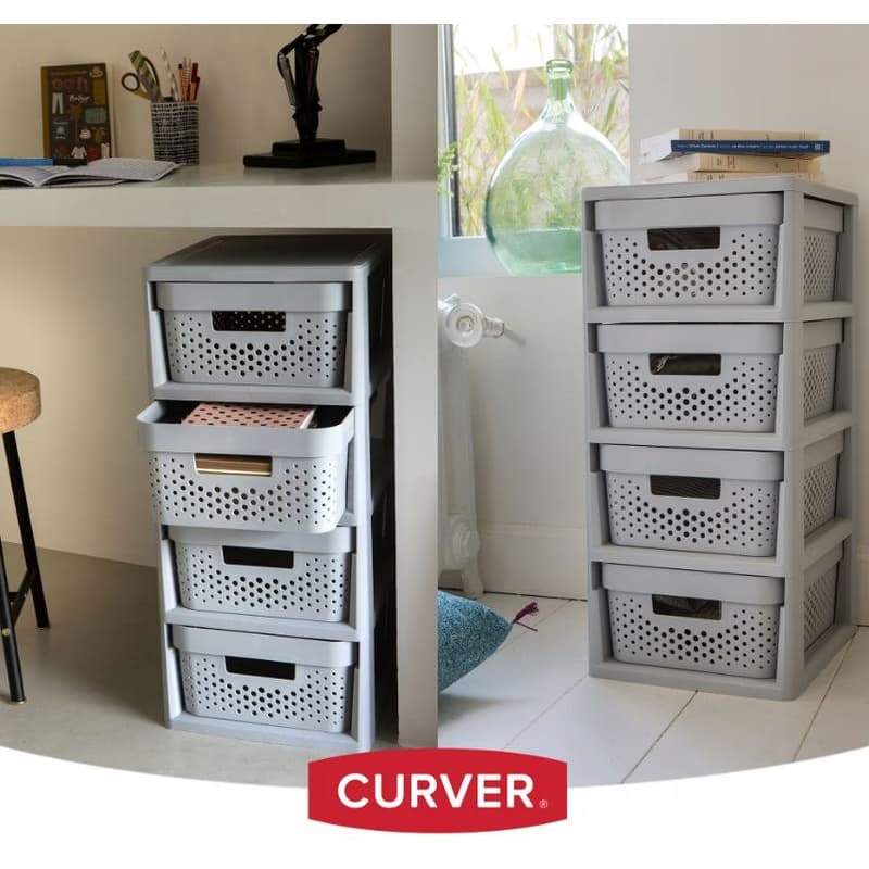 CURVER Zásuvkový regál INFINITY DOTS 4x11L | sivá 3