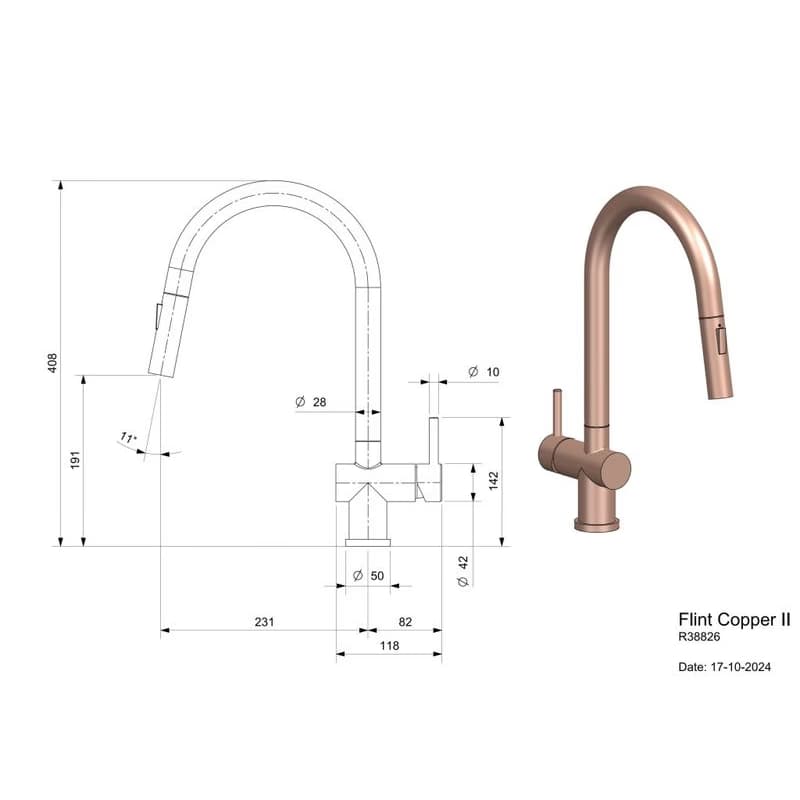 Reginox Drezová batéria Reginox Flint, R38826, Copper / meď R38826 5