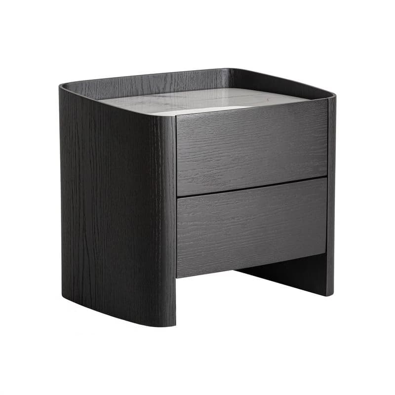 Estila Luxusný art deco čierny nočný stolík Kugart s dvomi zásuvkami a vrchnou bielou mramorovou doskou 55 cm 1