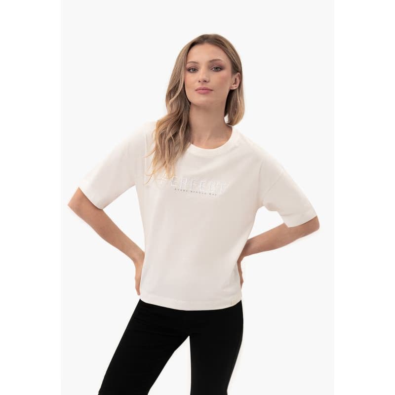 Dámske tričko s krátkym rukávom VOLCANO PERFECT-101-CREAM 2