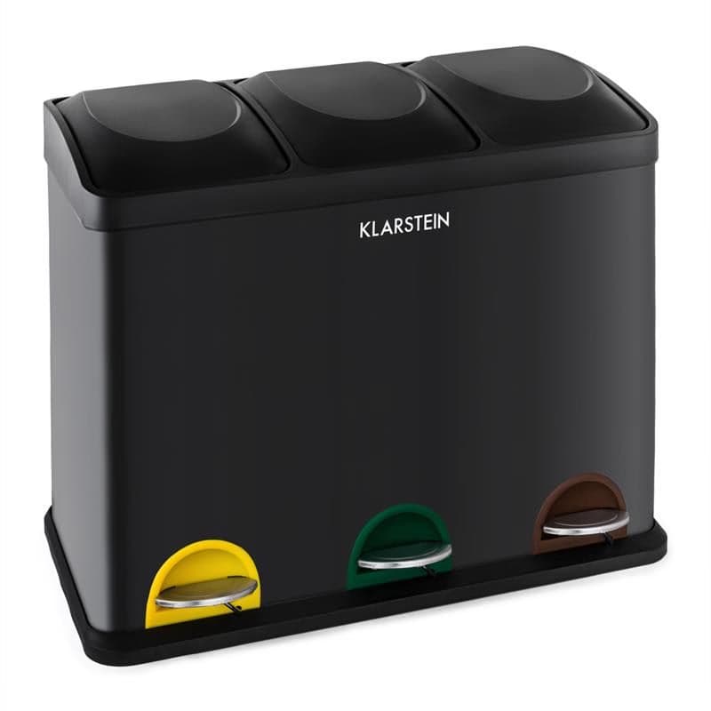 Klarstein Ökosystem odpadkový kôš nášľapný kôš triedič odpadu 45L (3x15L) čierna 1