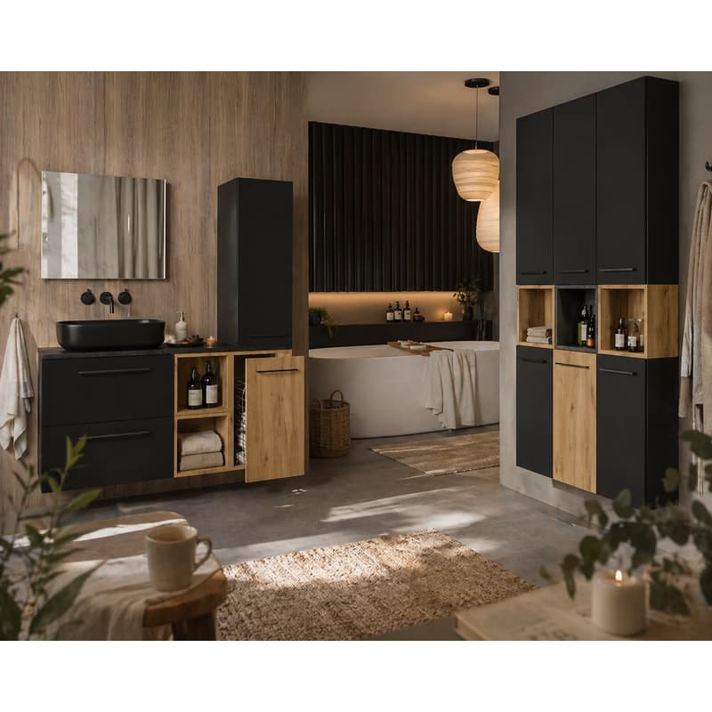 ArtDef Skrinka pod umývadlo FERATA D80 2S/45 | čierna 80 cm 2