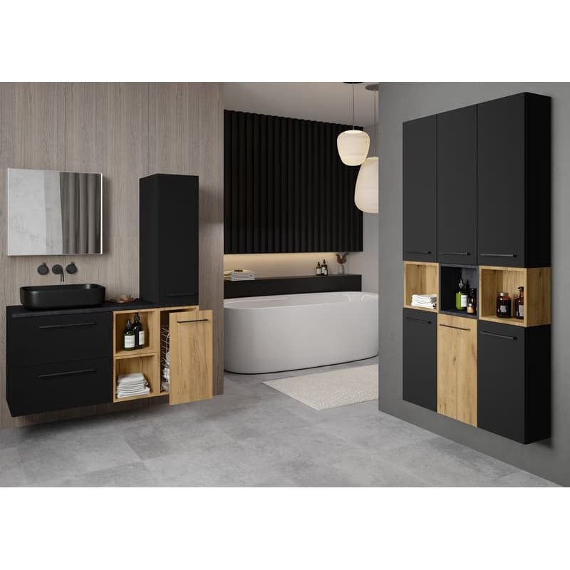 ArtDef Skrinka pod umývadlo FERATA D80 2S/45 | čierna 80 cm 3