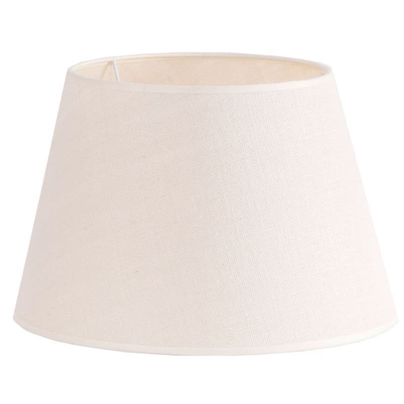 Estila Štýlové vintage krémové textilné tienidlo Semiconica Crema v kužeľovovm tvare s bielou kovovou konštrukciou 30 cm