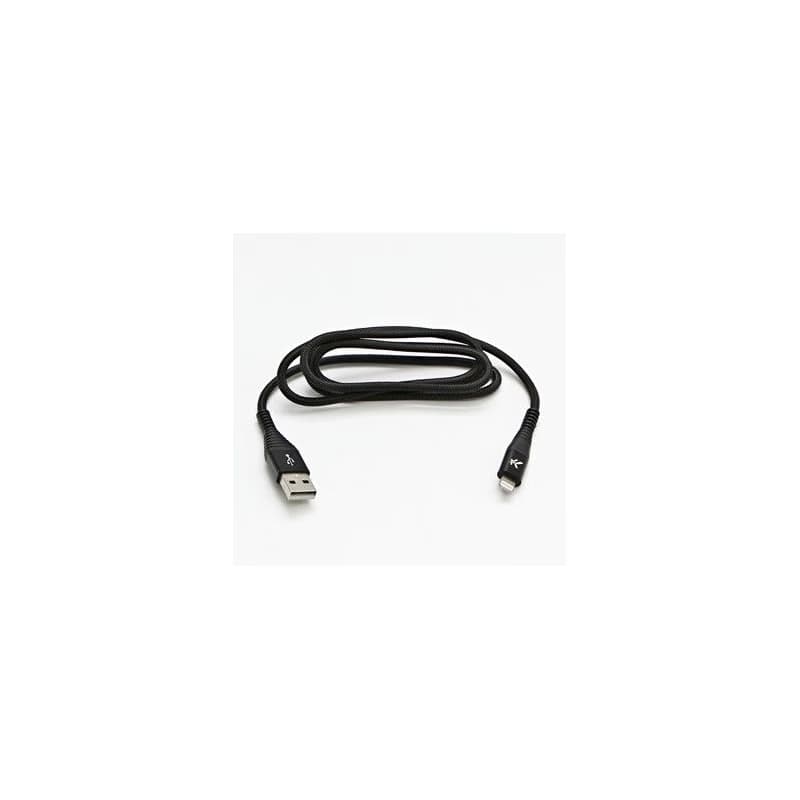 Logo USB kábel (2.0), USB A samec - Apple Lightning samec, 1m, MFi certifikácia, 5V/2,4A, černý, box, nylonové opletenie, hliníko 2