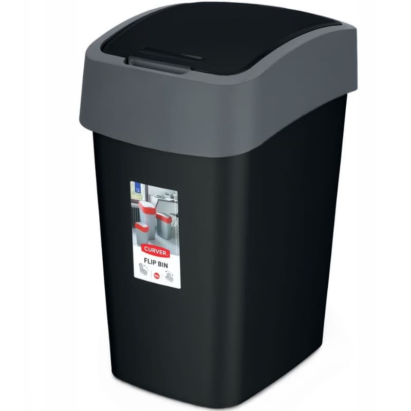 CURVER Odpadkový kôš FLIP BIN 45l | čierna / strieborná 3