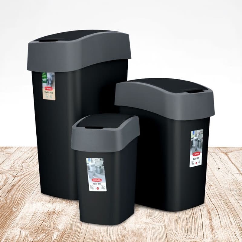 CURVER Odpadkový kôš FLIP BIN 45l | čierna / strieborná 4