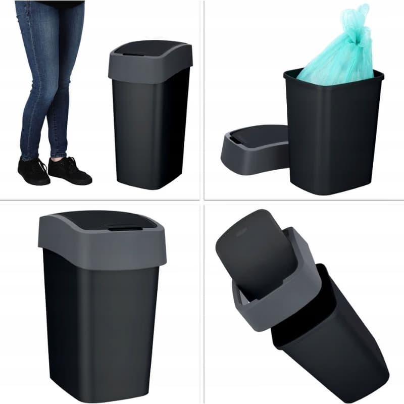 CURVER Odpadkový kôš FLIP BIN 45l | čierna / strieborná 5