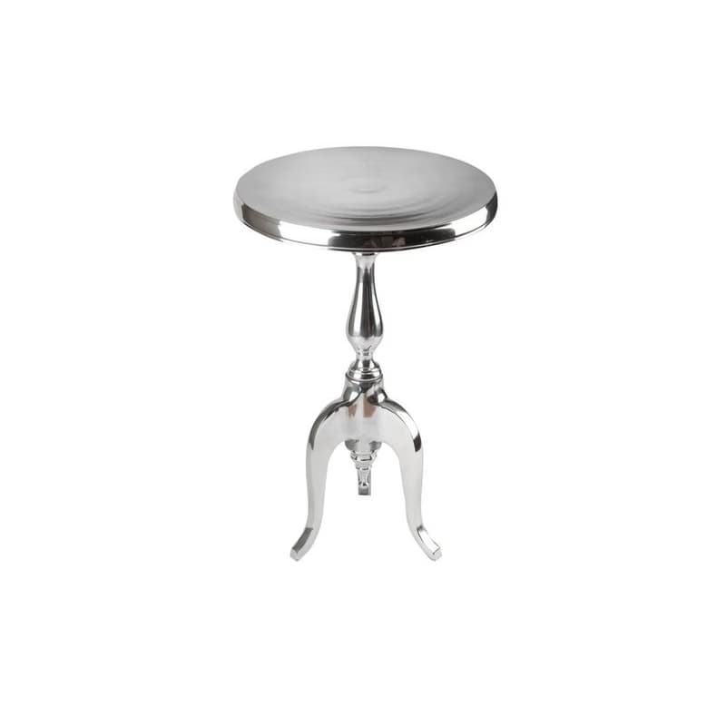 Estila Štýlový barokový glamour okrúhly strieborný príručný stolík Modern Barock z chrómu s tromi kabriolovými nožičkami 55 cm 1